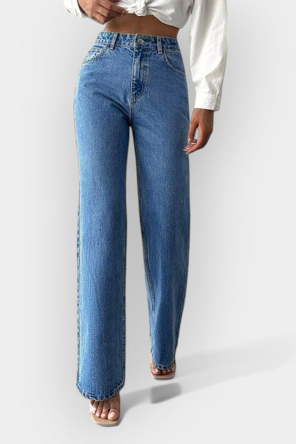 Jeans de Cintura Alta com Caimento Largo Confortável