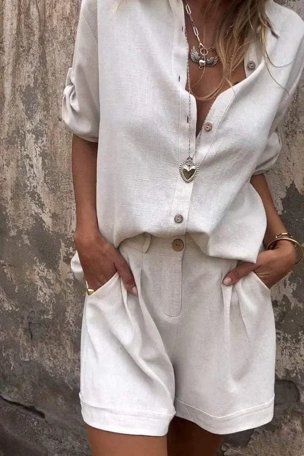 Linea | Conjunto Casual de Camisa e Shorts com Caimento Relaxado