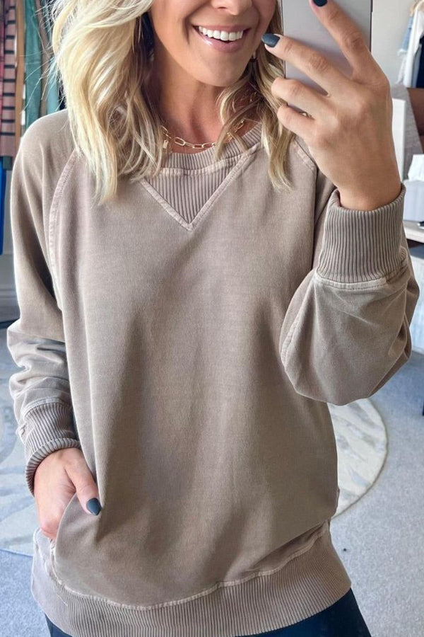 VIOLA - Suéter Canelado com Bolsos