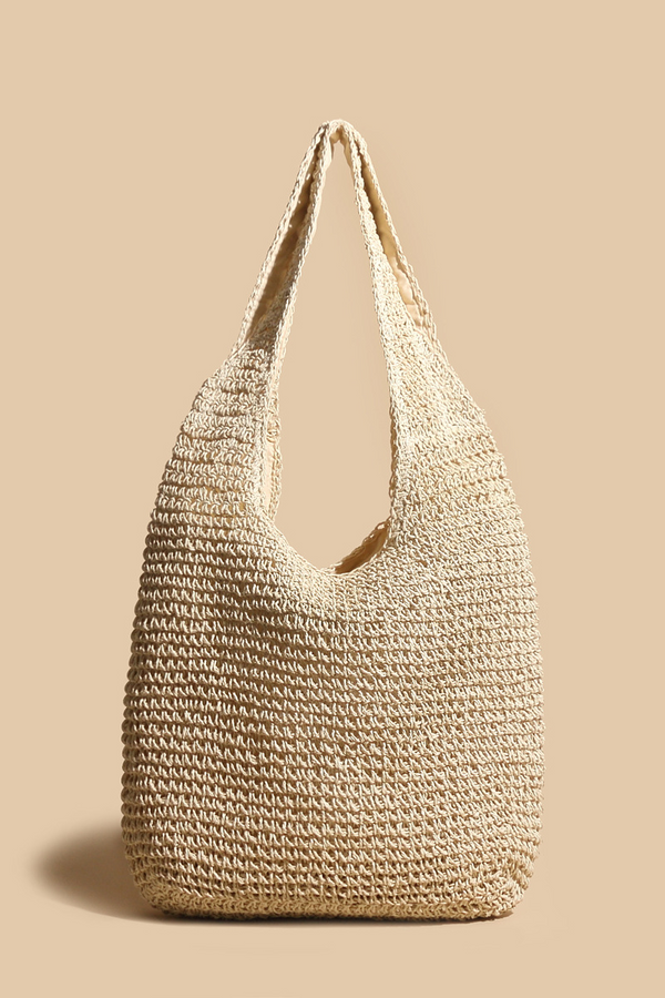 Valeria - Bolsa de Ombro Estilosa de Palha Trançada em Rattan