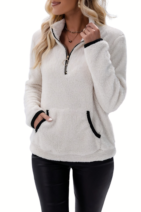 Rosely | Moletom de lã Borg com zíper até a metade