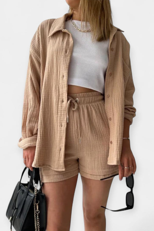 Conjunto de Top e Shorts Bicolor de Verão