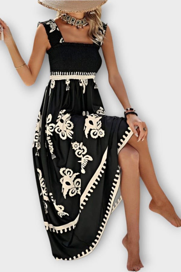 Vestido de Praia Estiloso com Decote Quadrado