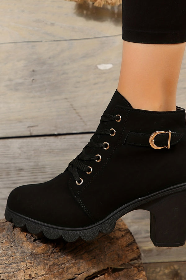 Yael - Botas Luxuosas de Salto com Cadarço de Renda