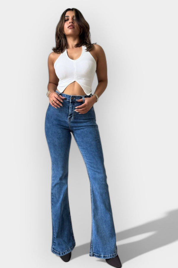 Jeans flare de cintura alta