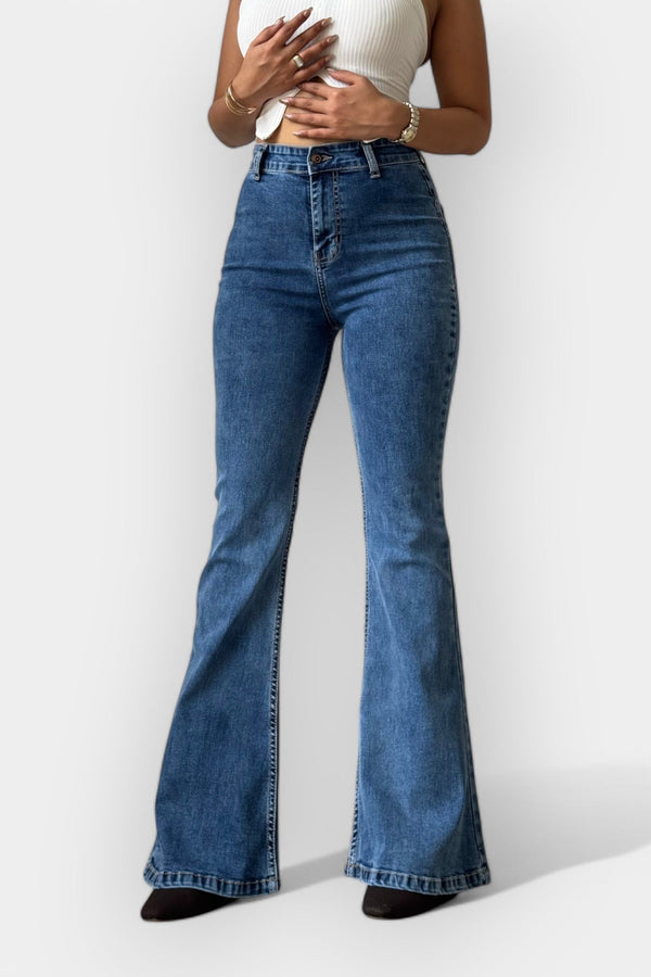 Jeans flare de cintura alta