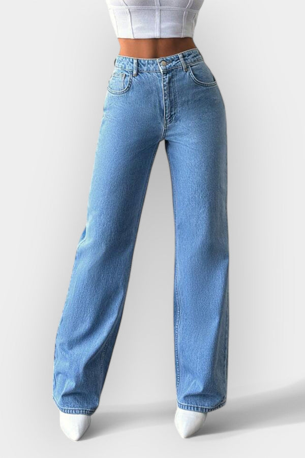 Jeans de Cintura Alta com Caimento Largo Confortável