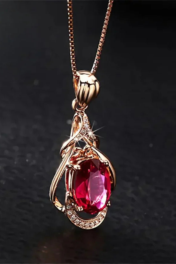 Colar Exquisito de Cristal Vermelho com Ouro | Ouro