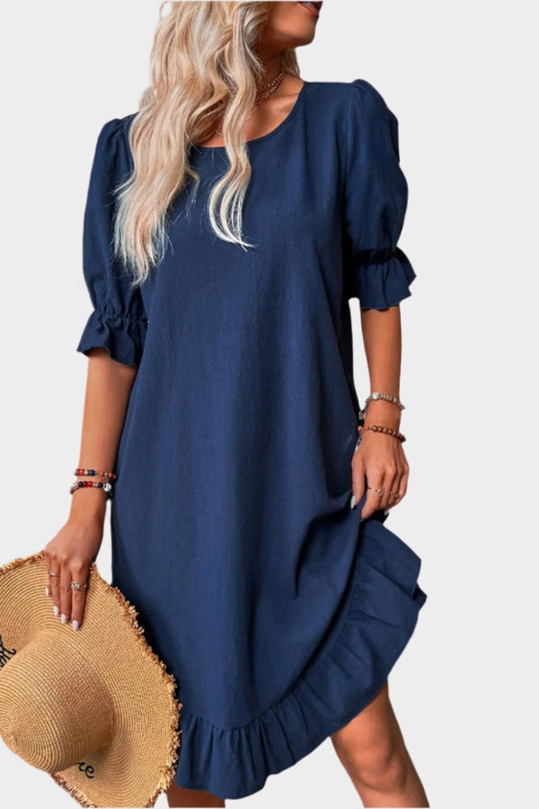 Vestido Midi Retrô com Mangas Confortáveis
