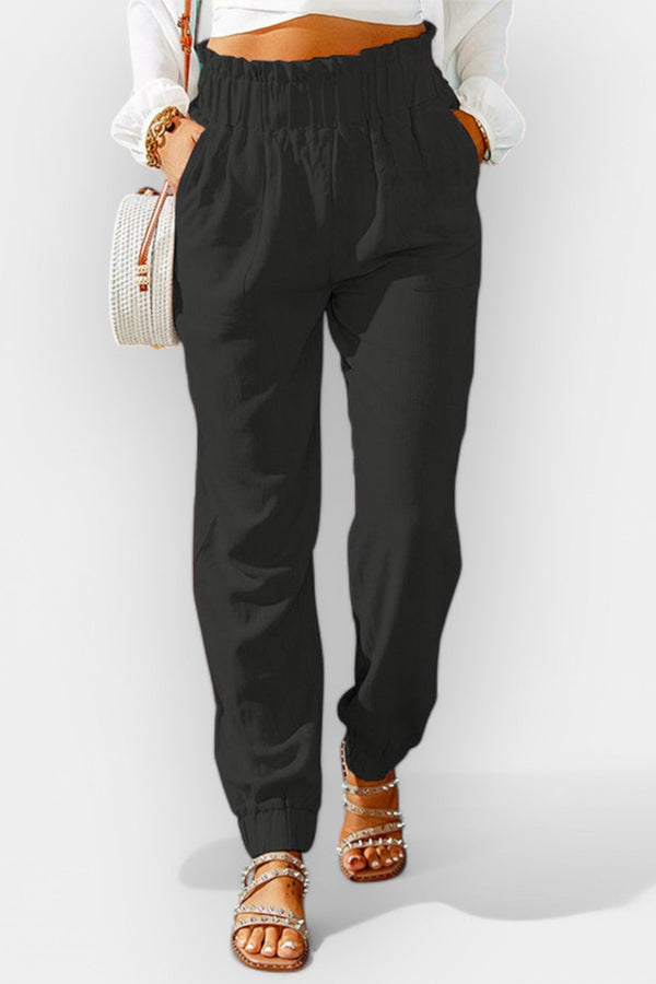 Calças femininas de cintura alta