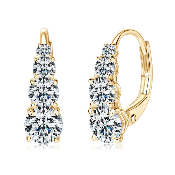 Brincos Carol com quatro pedras | Ouro