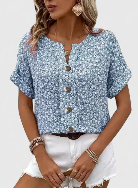Sabine - Blusa Floral Elegante de Verão