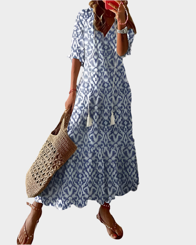 Vestido Vintage com Decote em V