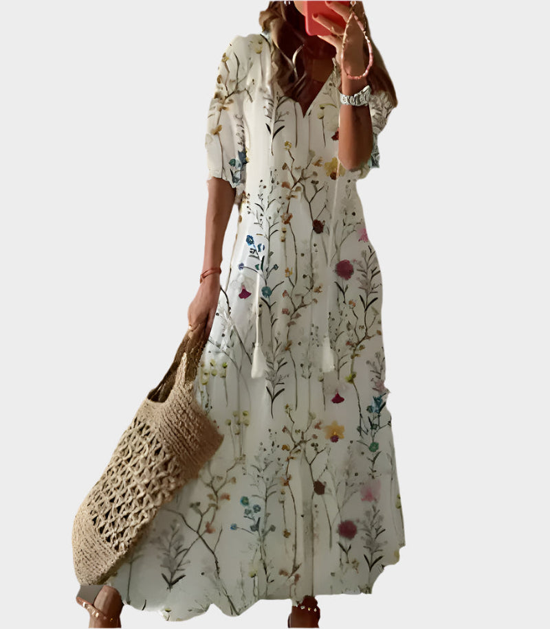 Vestido Vintage com Decote em V