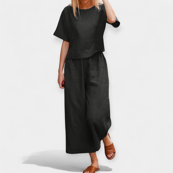 Conjunto de Calças Leves com Blusa de Manga Curta