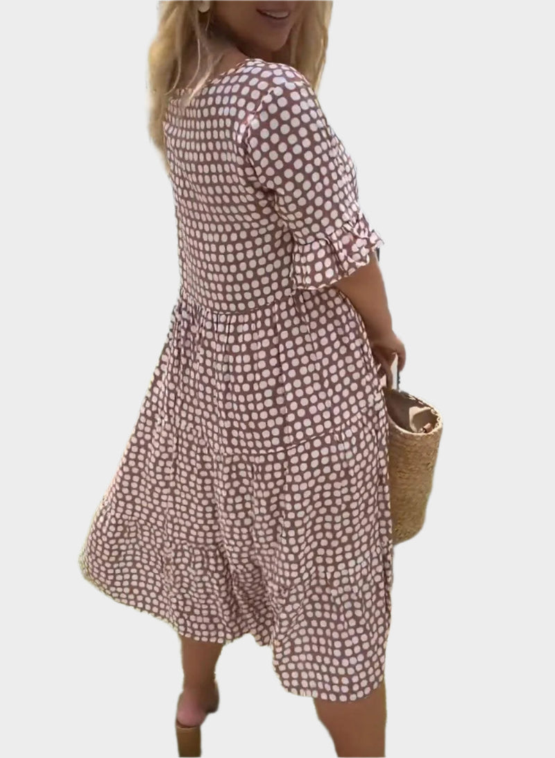 Vestido Midi com Listras Elegantes