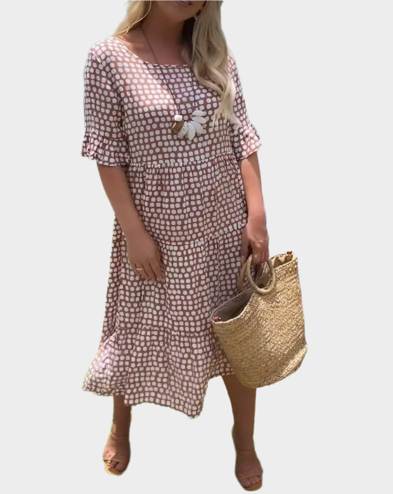 Vestido Midi com Listras Elegantes