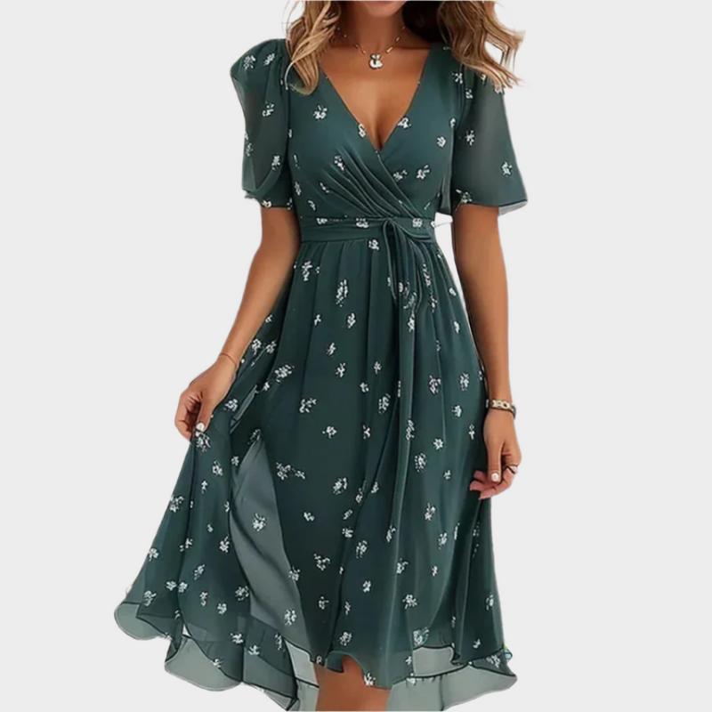 Vestido Arejado com Estampa Floral e Decote V