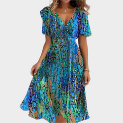 Vestido Arejado com Estampa Floral e Decote V