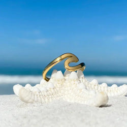 Anel Onda do Mar Dourado | Dourado