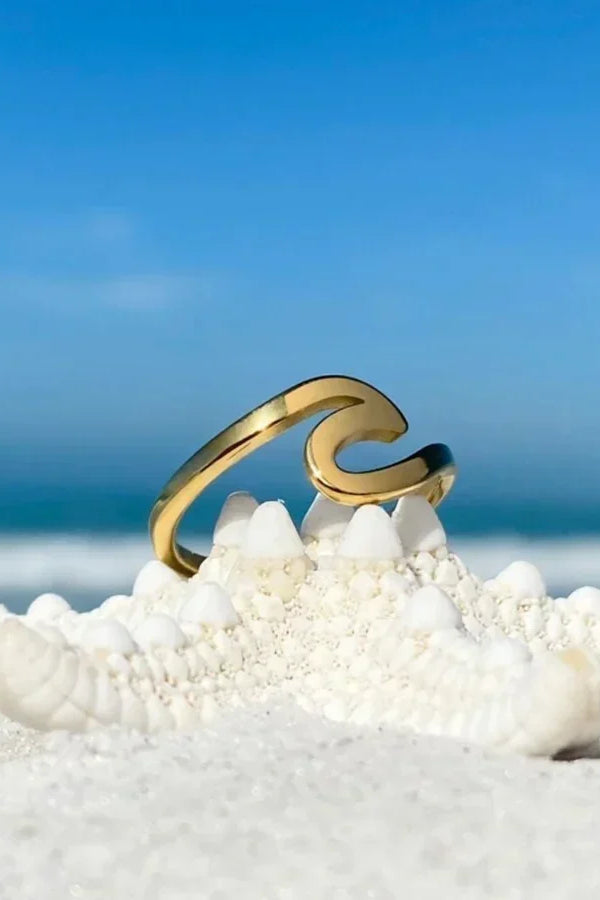 Anel Onda do Mar Dourado | Dourado