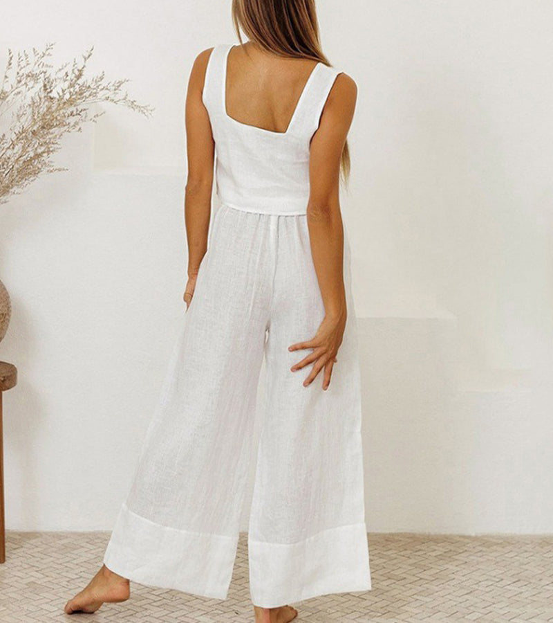 Evelyne | Conjunto de Blusa Minimalista de Luxo e Calça Pantalona