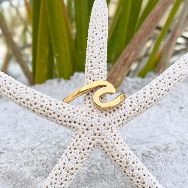 Anel Onda do Mar Dourado | Dourado