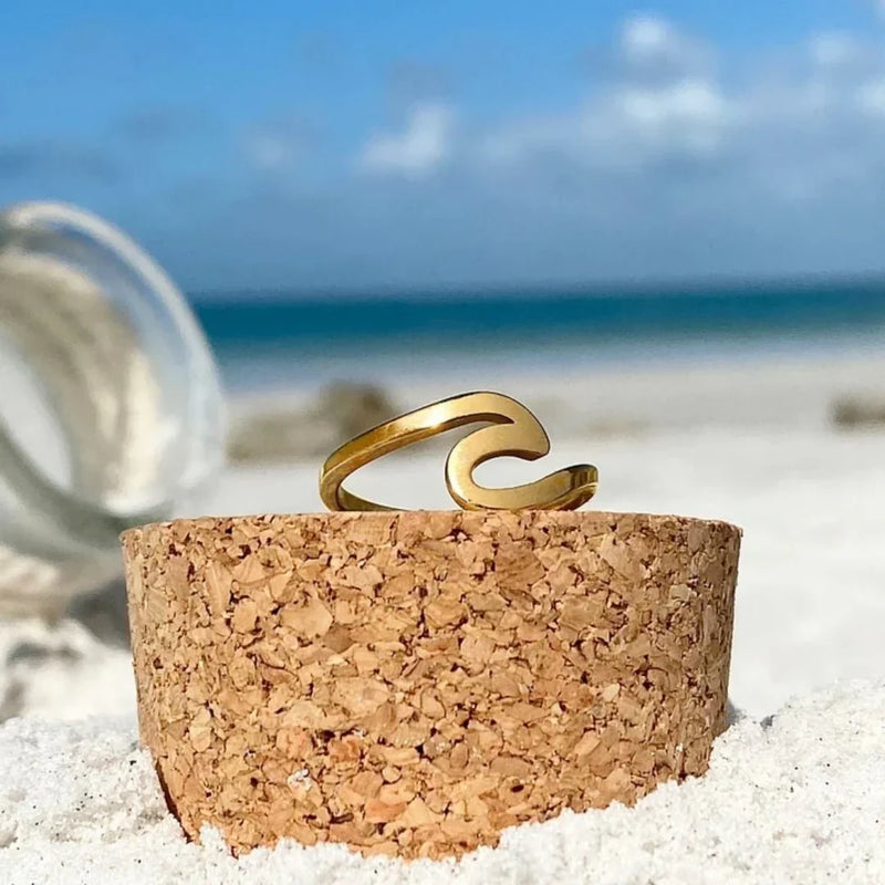 Anel Onda do Mar Dourado | Dourado