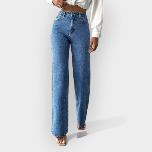Jeans de Cintura Alta com Caimento Largo Confortável