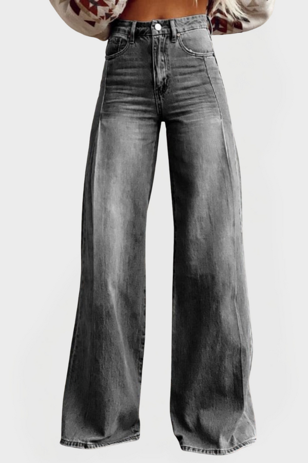 Jeans estilosos de perna larga