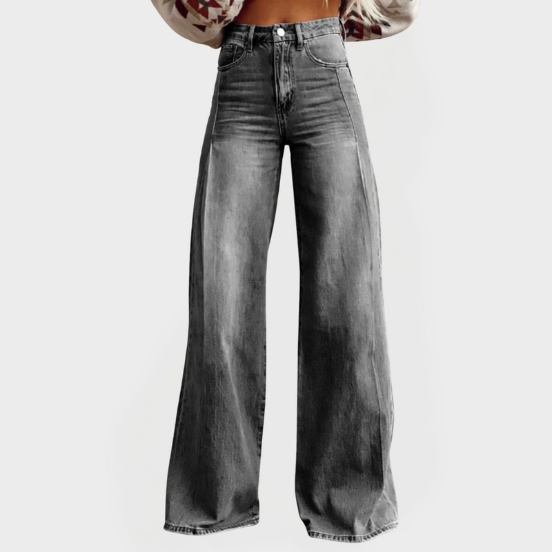 Jeans estilosos de perna larga