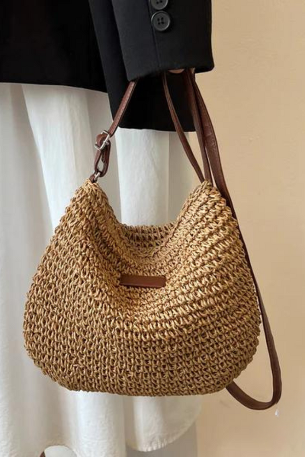 Mary - Bolsa Transversal Retrô de Palha Sling