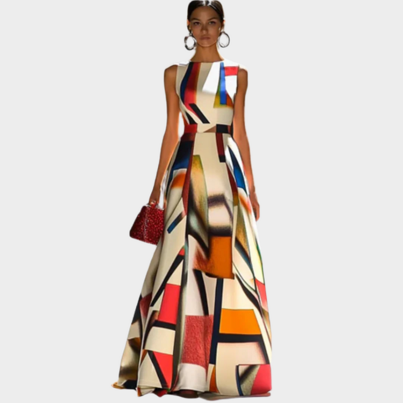 Vestido Maxi com Sensação Linear e Textura Brilhante