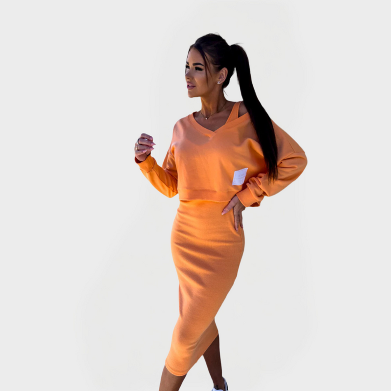 Conjunto de Verão com Moletom com Capuz e Vestido para Conforto e Estilo