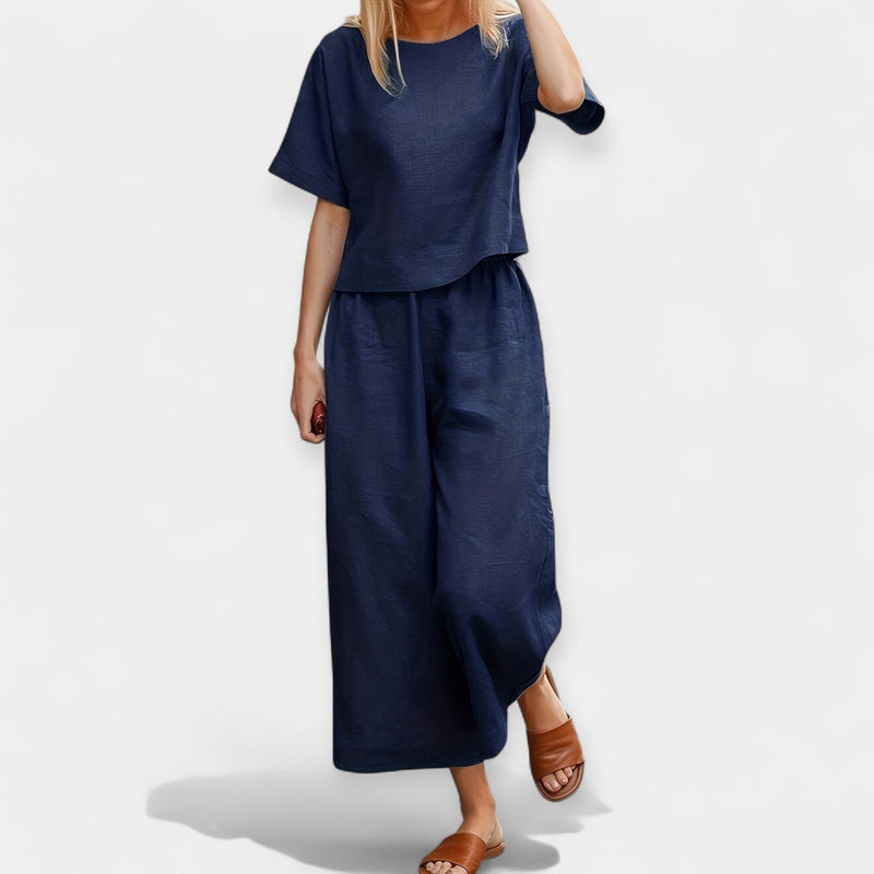 Conjunto de Calças Leves com Blusa de Manga Curta