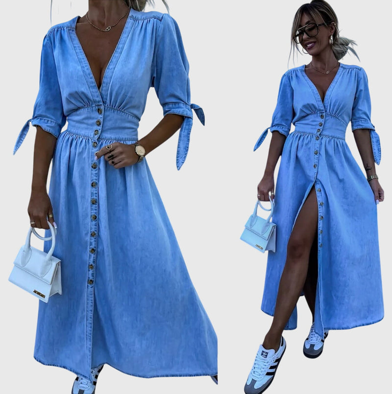 Sophia™ | Vestido Elegante de Jeans