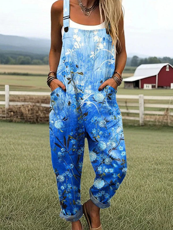 Macacão Feminino - Estampa Floral Vintage, Pantalona para Conforto e Estilo