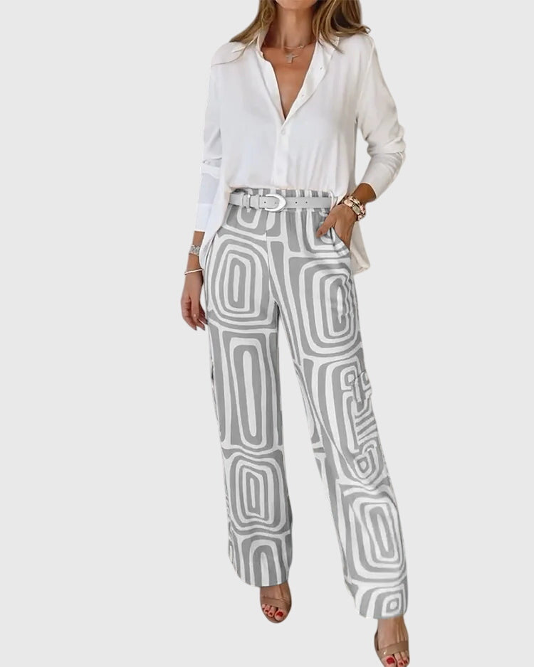 Emilia™ | Calças Estilosas + Blusa e Cinto Grátis