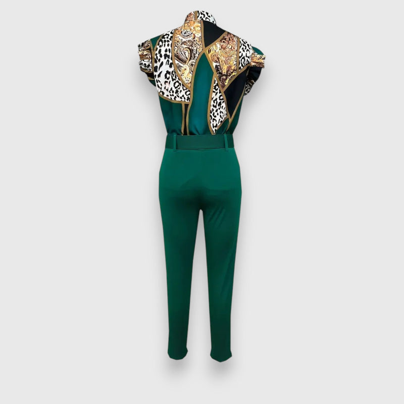 Conjunto de Duas Peças com Estampa de Onça Moderna