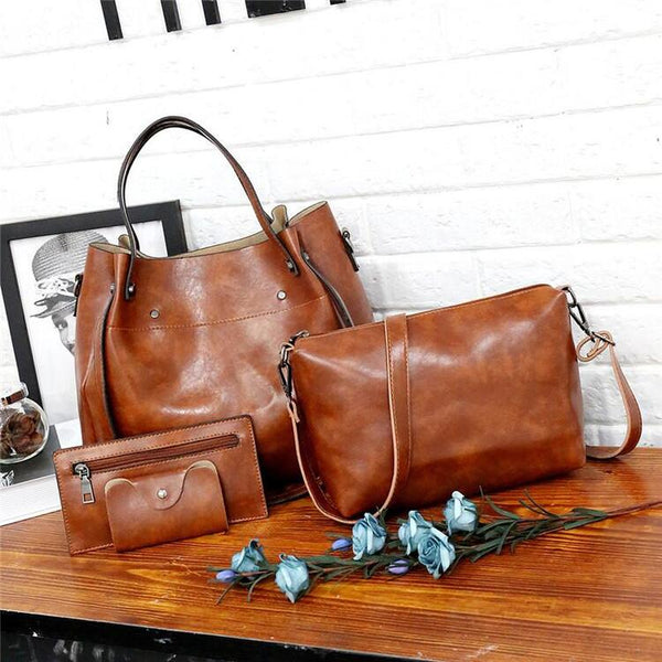 LUISE™ | Conjunto de 4 Bolsas Vintage Feitas de Couro Ecológico