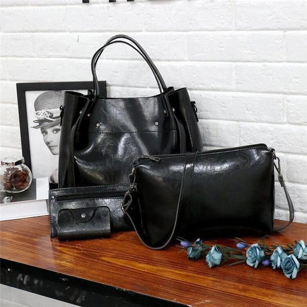 LUISE™ | Conjunto de 4 Bolsas Vintage Feitas de Couro Ecológico