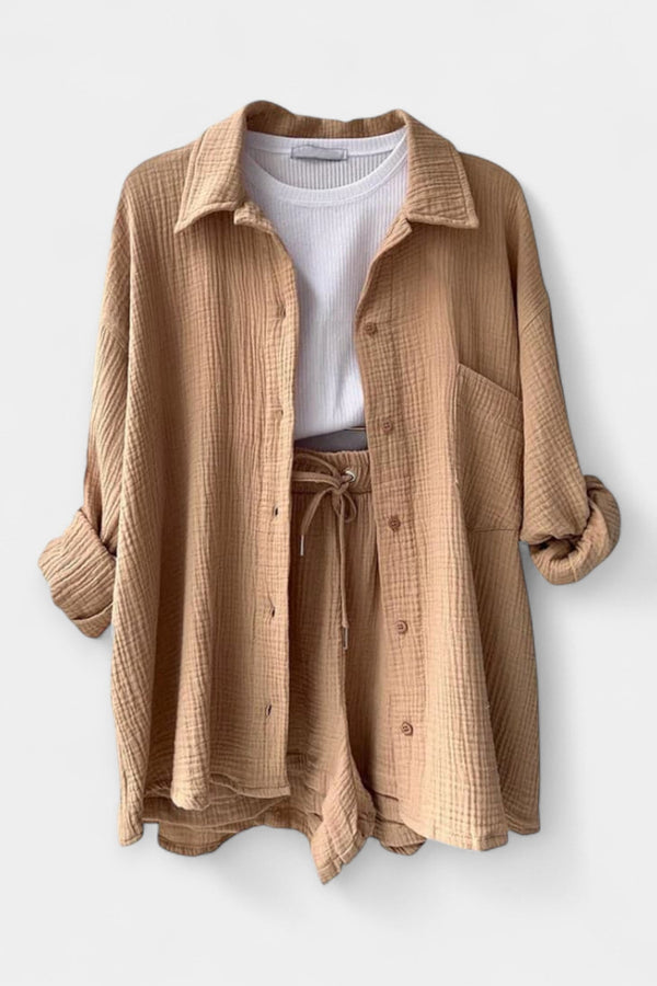 Conjunto de Top e Shorts Bicolor de Verão