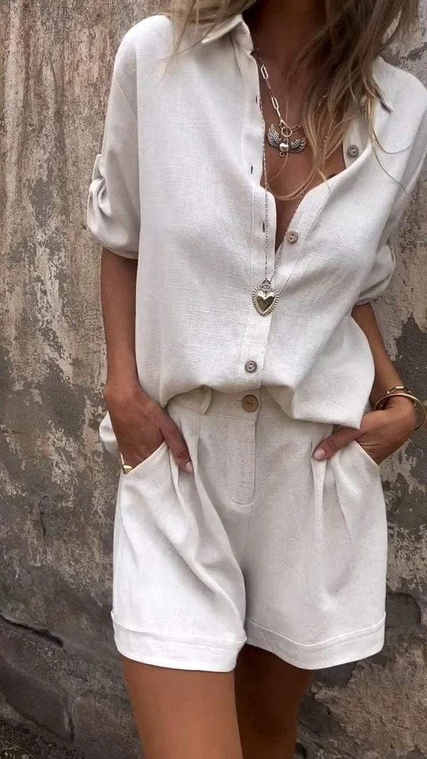 Linea | Conjunto Casual de Camisa e Shorts com Caimento Relaxado