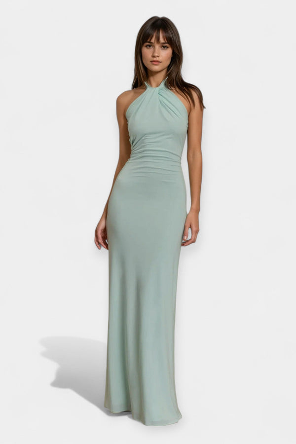 Vestido Maxi com Laço no Pescoço