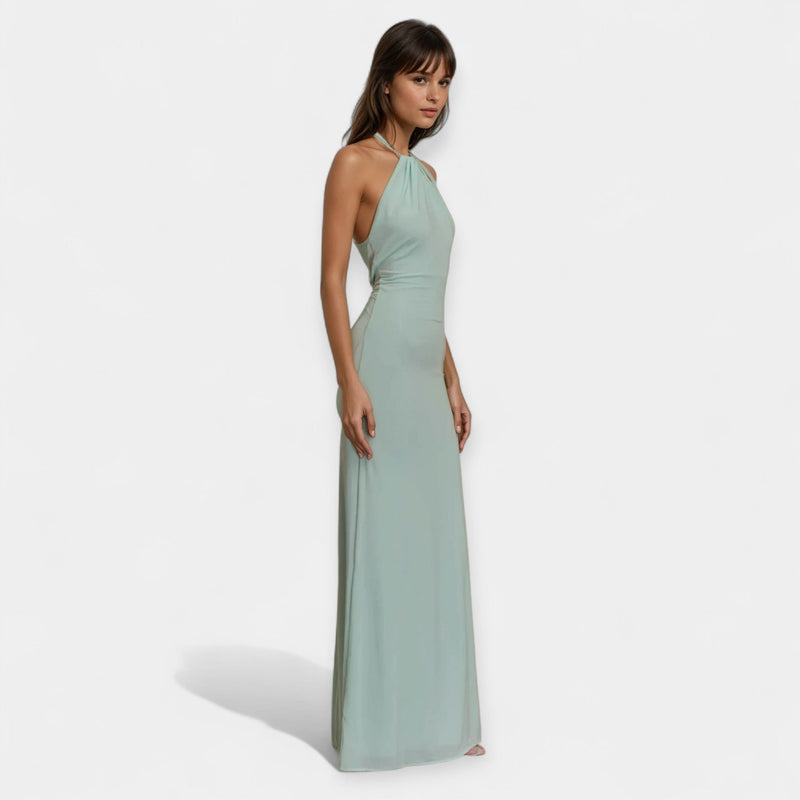 Vestido Maxi com Laço no Pescoço