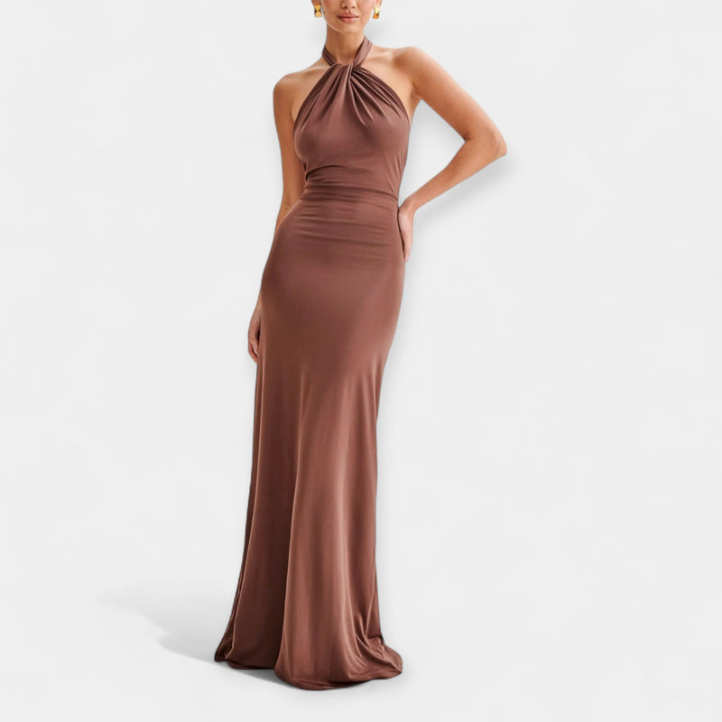 Vestido Maxi com Laço no Pescoço
