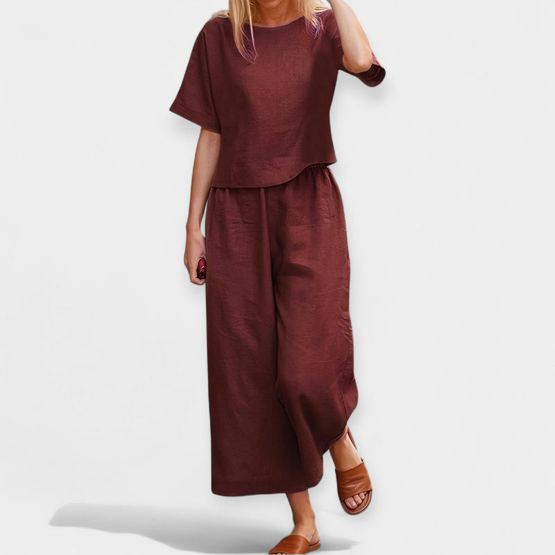 Conjunto de Calças Leves com Blusa de Manga Curta