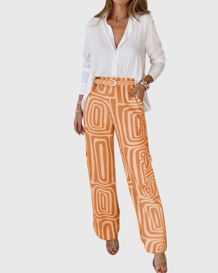 Emilia™ | Calças Estilosas + Blusa e Cinto Grátis