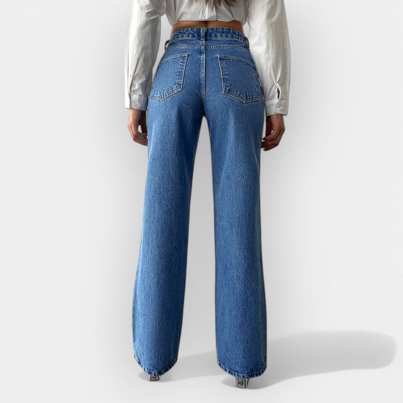 Jeans de Cintura Alta com Caimento Largo Confortável