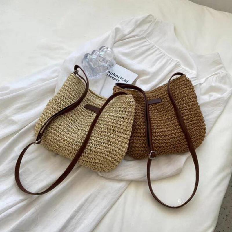 Mary - Bolsa Transversal Retrô de Palha Sling